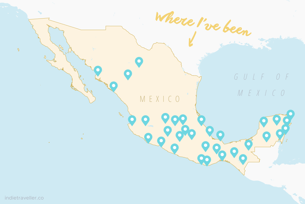A guide map for Mexico itineraries