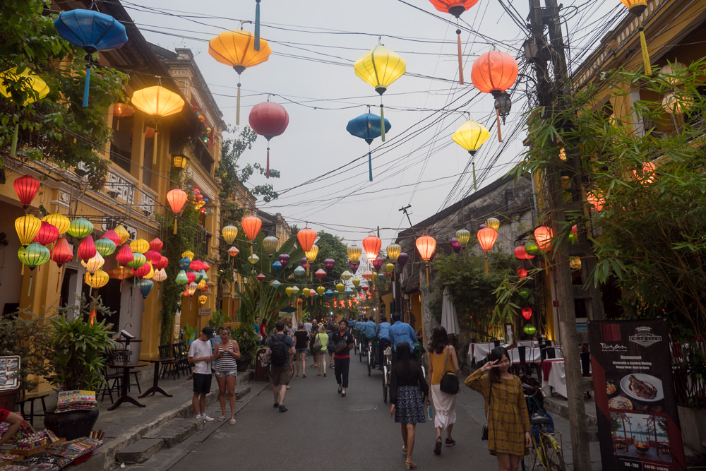 Hoi An with lanterns on the streets