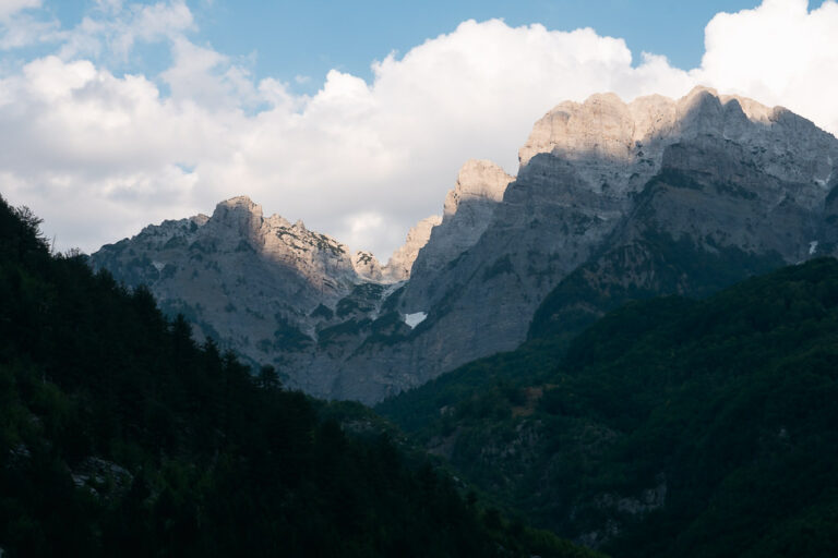 A view of the Albanian Alps with rugged peaks