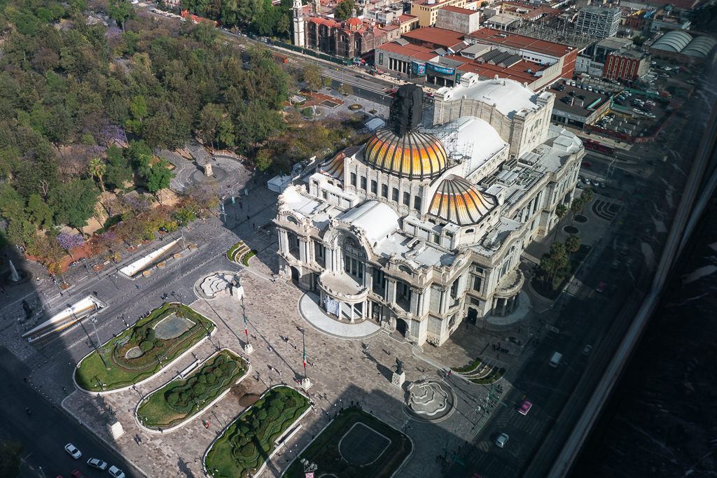 The Palacio de Bellas Artes as viewed from above from the Torre Latinoamericana