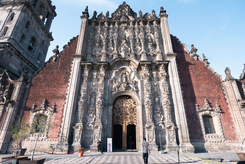 The facade of the Metropolitan Cathedral in Mexico City