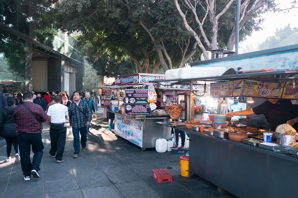 Street food stands in Mexico City