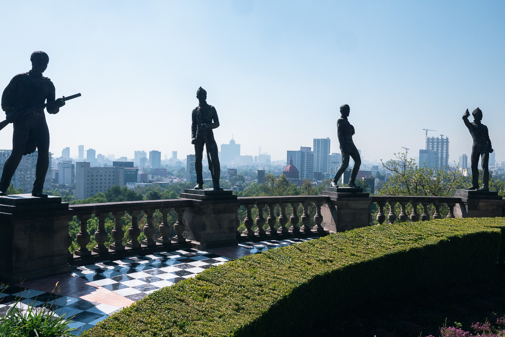 Four statues at the Chapultepec Castle