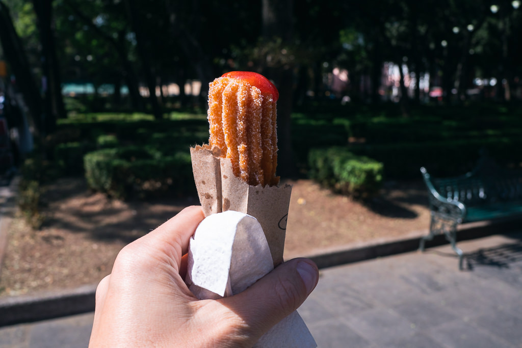 A portion of Churros being held