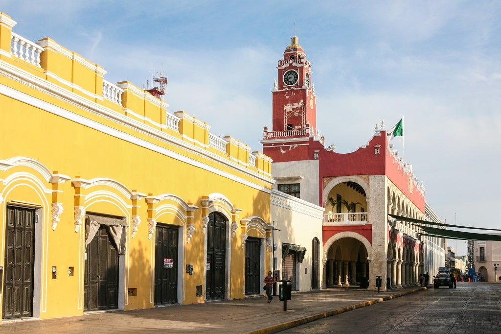 The facade of the Municipal Palace in Merida, Mexico