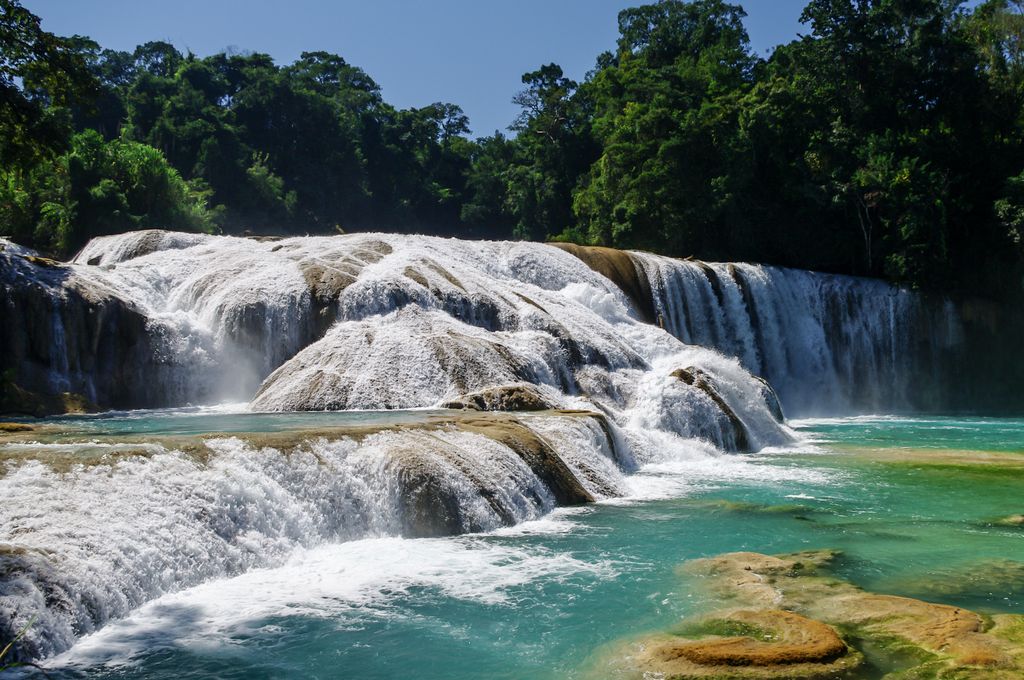 The majestic Agua Azul Waterfalls in Chiapas.