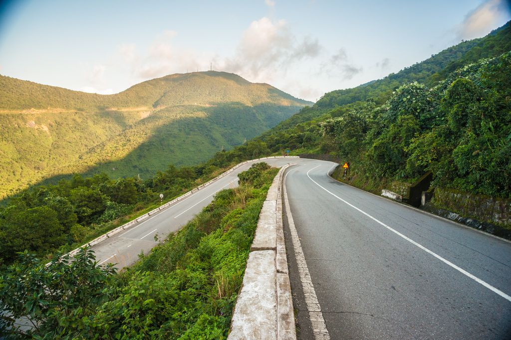 The highway and mountains at Hai Van Pass, Vietnam