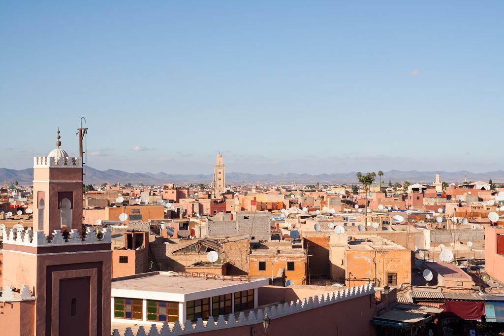 Buildings in the city of Marrakech, Morocco