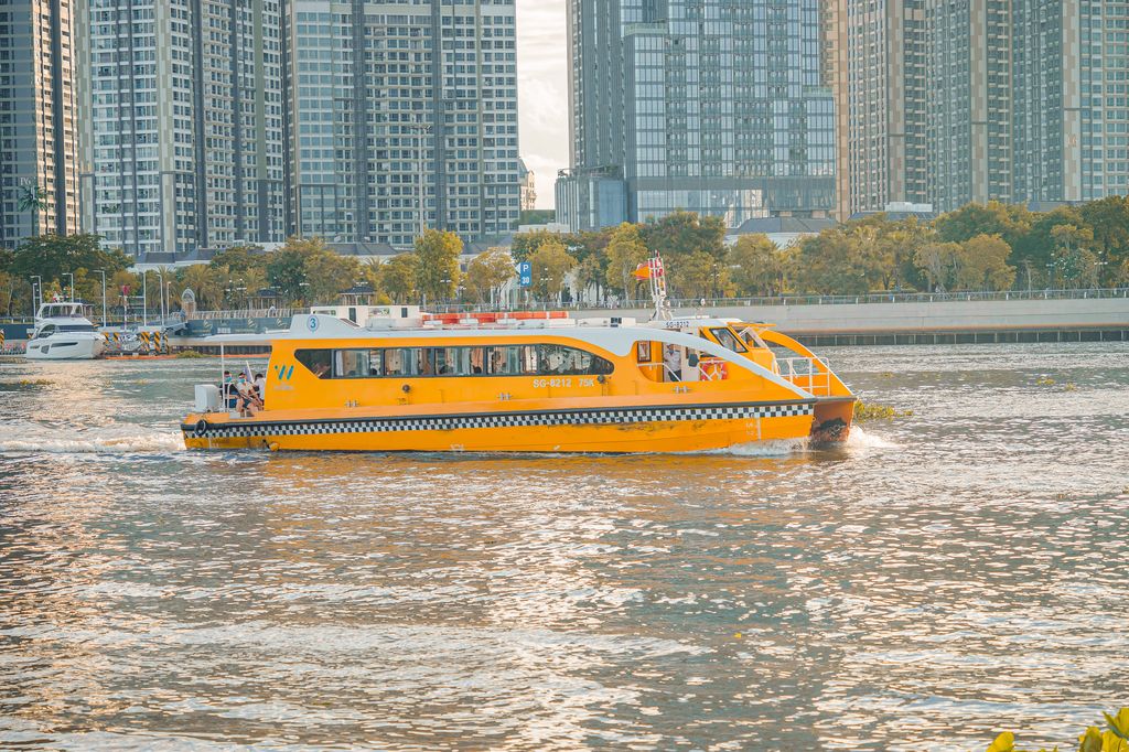 Saigon water bus on a river in Ho Chi Minh City, Vietnam