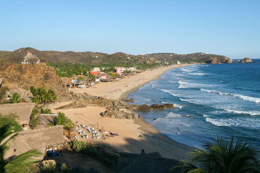 Beach in Zipolite, Oaxaca coastal town.