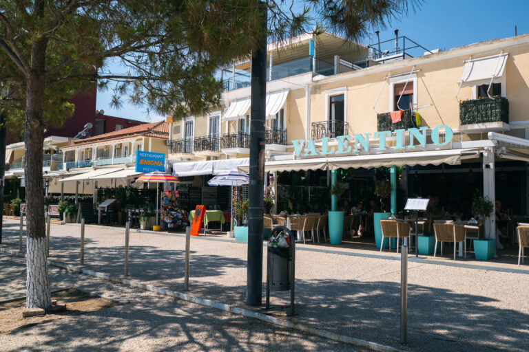 Himare beachfront with Mediterranean cafés