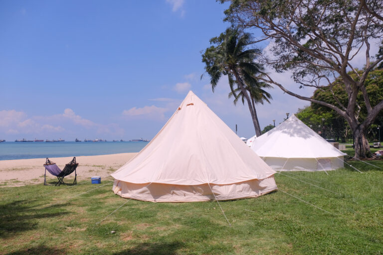 Large family camping tents for rent along East Coast Park in Singapore